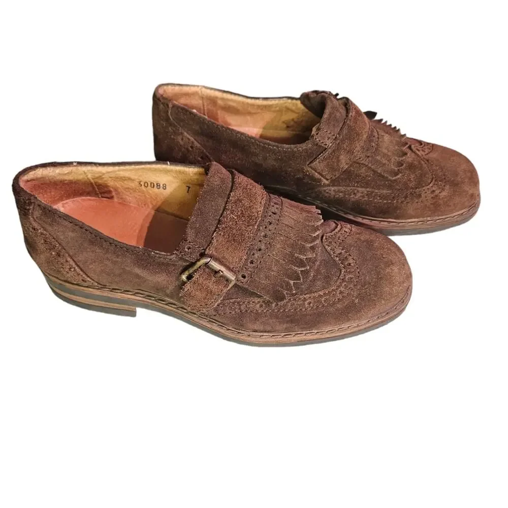 Ann Taylor Brown Suede Kiltie Loafers - Picture 1 of 7